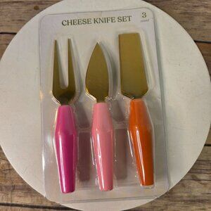 Colorful Cheese Knife Set With Gold Blades & Vibrant Handles Kitchen Utensil Ser
